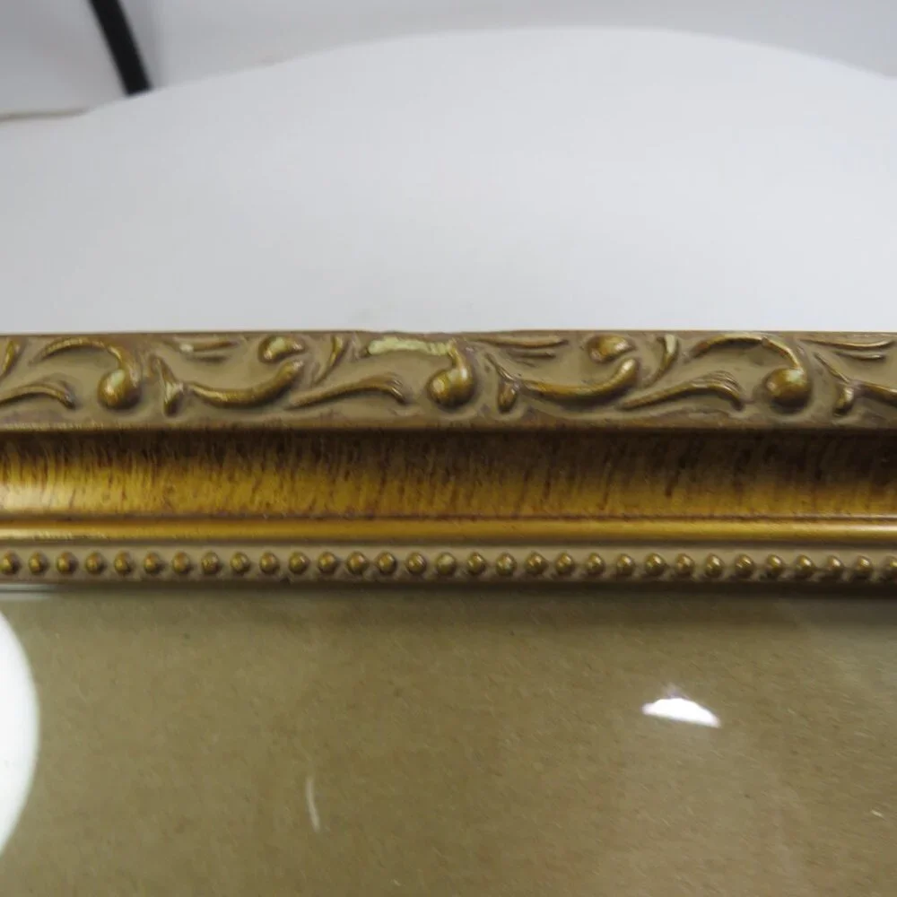 VTG Ornate Gold Wood Picture Frame w Glass | Scrollwork | HAS CHARACTER